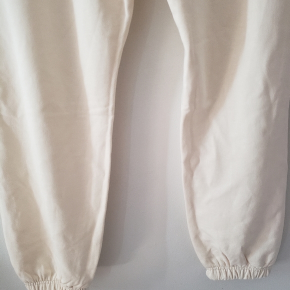 WeWoreWhat Off White Terry Jogger Cotton Sweatpants Large Baggy Boyfriend Cream - Picture 6 of 13